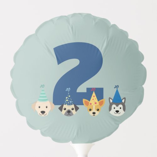 Puppy Birthday Party Dog Paw_ty Blue Green Hat Balloon
