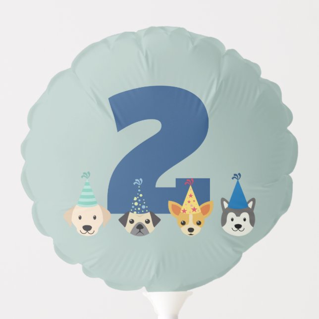 Puppy Birthday Party, Dog Paw-ty, Blue Green Hat Balloon (Front)