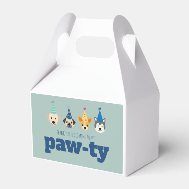 Puppy Birthday Party, Dog Paw-ty, Kids Favor Boxes (Front Side)