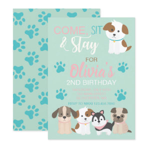 Puppy birthday party invitation