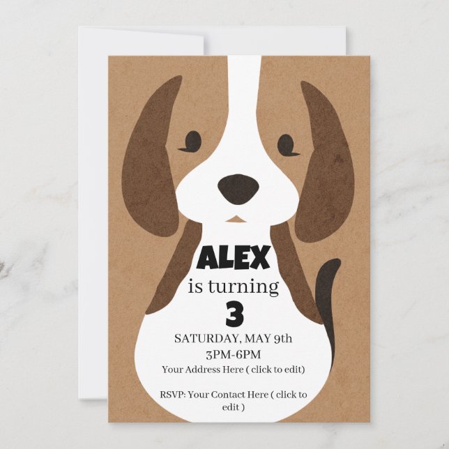Puppy Birthday Party Invitation  Boys | Editable (Front)