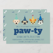 Puppy Birthday Party Invitation, Dog Party Invite (Front/Back)
