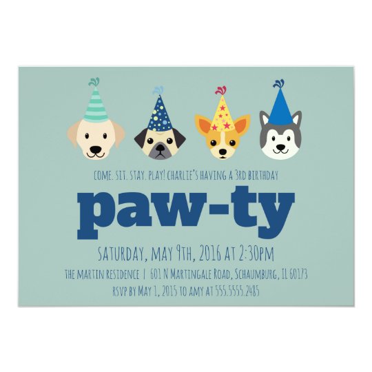 puppy birthday party invitation dog party invite zazzle com invitation doc