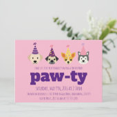 Puppy Birthday Party Invitation, Girls Dog Invite (Standing Front)