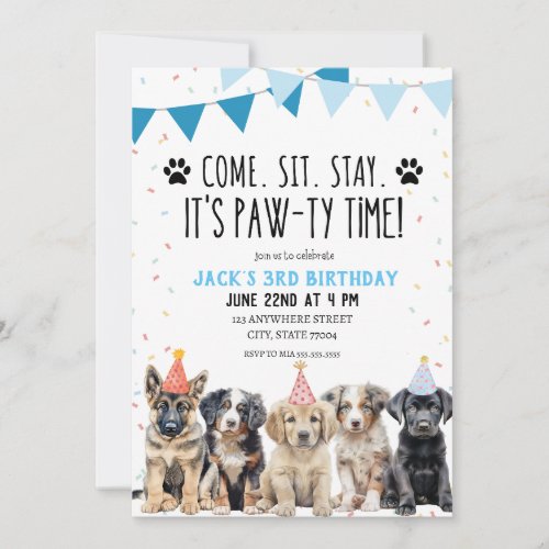 PUPPY BIRTHDAY PARTY INVITATION LETS PAW_TY