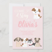 Puppy birthday party invitation Pink (Front)