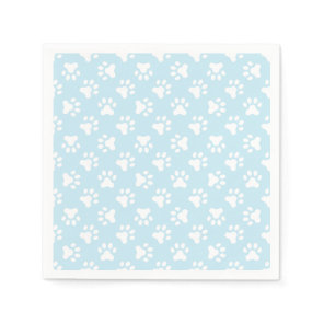 Puppy birthday party napkins blue paw prints