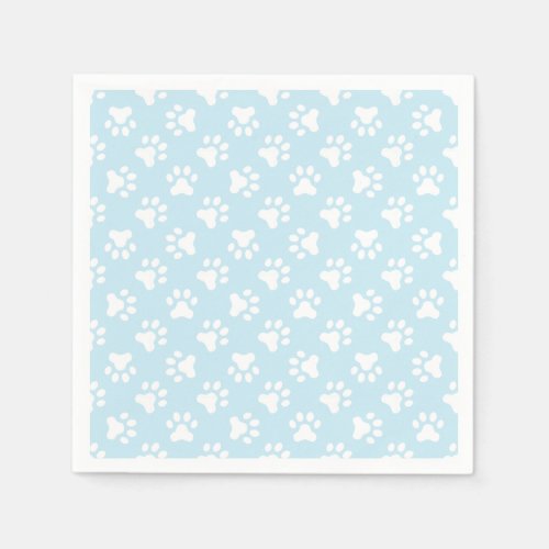 Puppy birthday party napkins blue paw prints