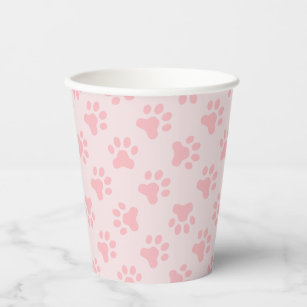 Puppy birthday party pink paw prints paper cups