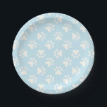 Puppy birthday party plates blue paw prints<br><div class="desc">blue and puppy birthday party plate with paw prints</div>