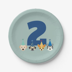 Puppy Birthday Party Plates, Dog Party, Kids, Boys Paper Plates