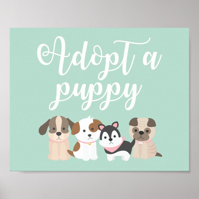 Puppy Birthday Party Sign Adopt a Puppy (Front)