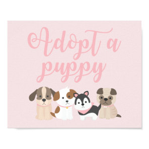 Puppy Birthday Party Sign Adopt a Puppy Pink