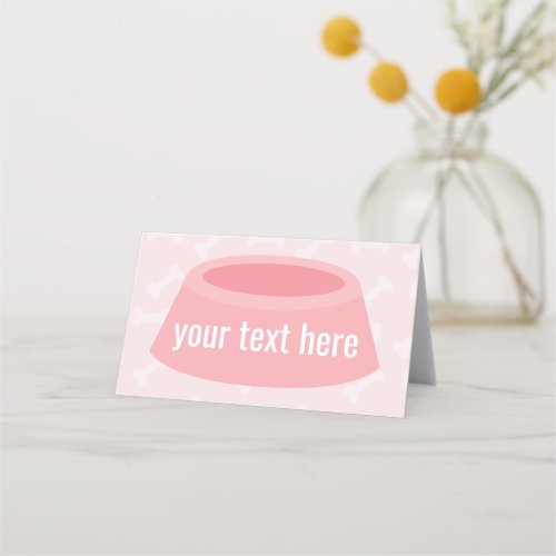 Puppy birthday party tented buffet food signs pink place card