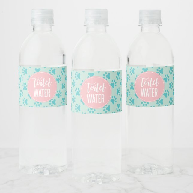 puppy birthday party toilet water bottle  labels (Bottles)