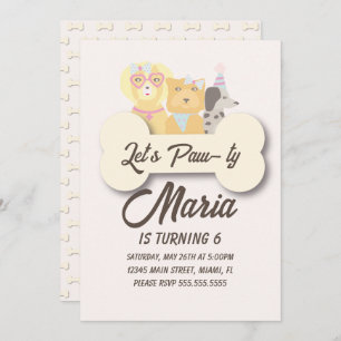 Puppy Birthday Paw-ty Party Dog Themed Invitation