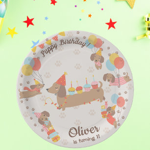 Puppy Birthday Pawty Paper Plate