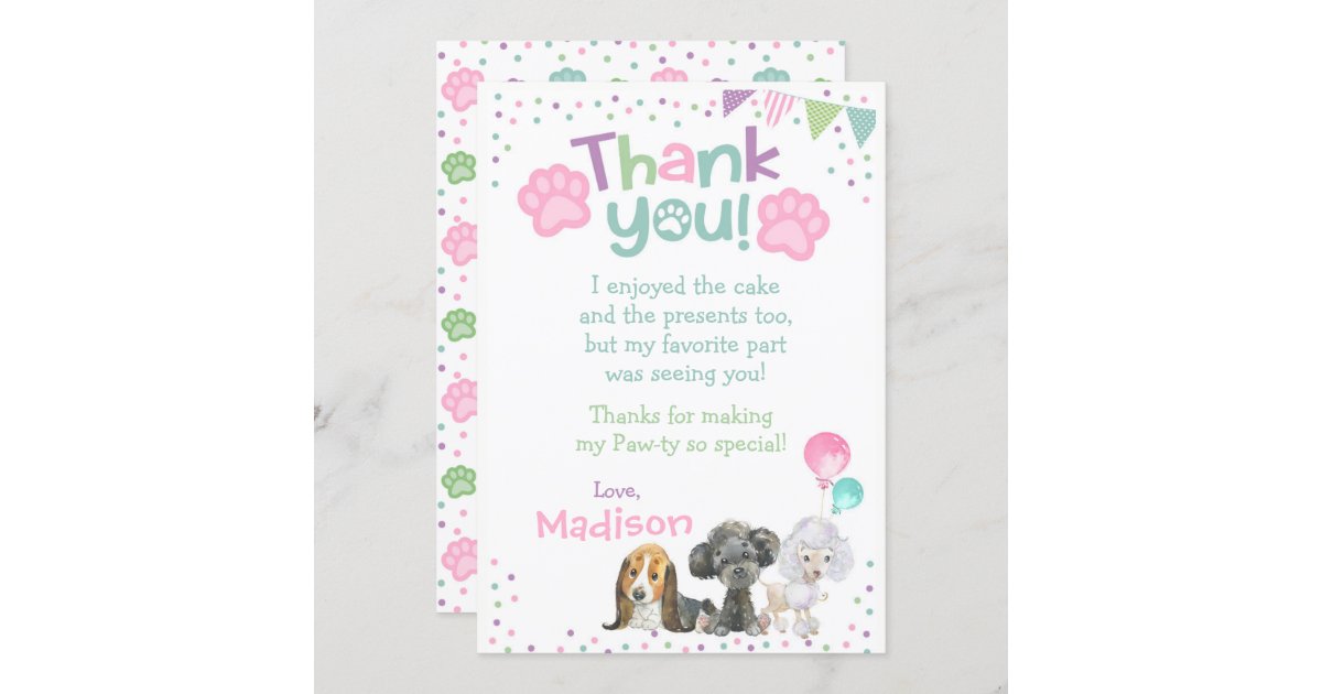 Puppy Birthday Thank You Cards | Zazzle