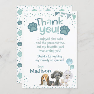 Puppy Birthday Thank You Cards