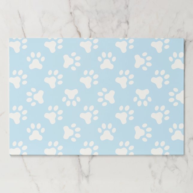 Puppy blue paw prints birthday party placemats (Front)