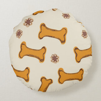 puppy & bone (Baby Retriever) Round Pillow