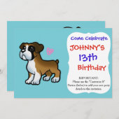 Puppy boxer heart cartoon invitation (Front/Back)