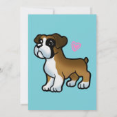 Puppy boxer heart cartoon invitation (Back)