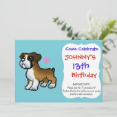 Puppy boxer heart cartoon invitation (Standing Front)