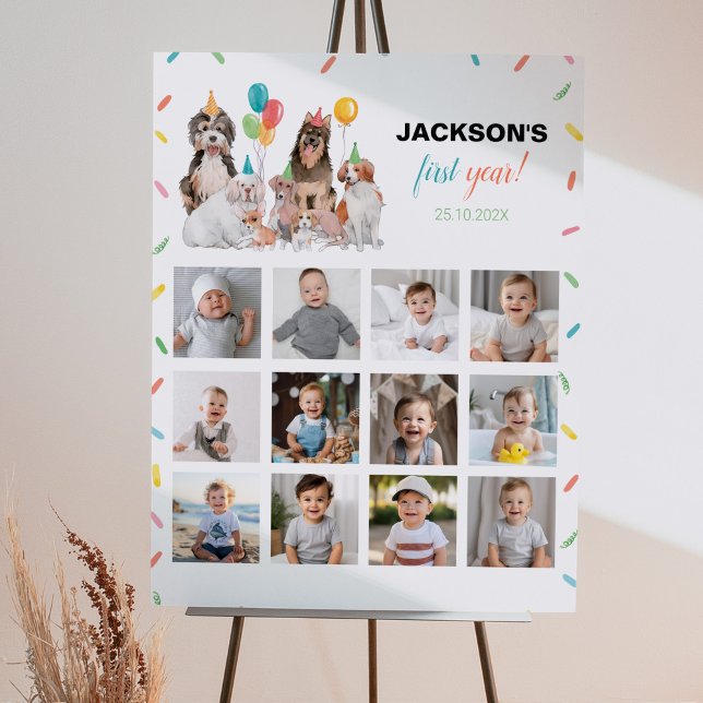 Puppy Boy Birthday Photo Milestone Sign Dog Party (Creator Uploaded)