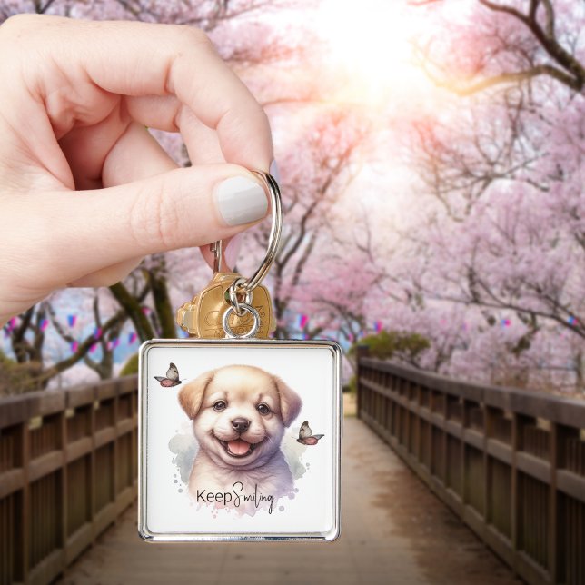 Puppy Butterfly Keep Smiling Keychain (Creator Uploaded)