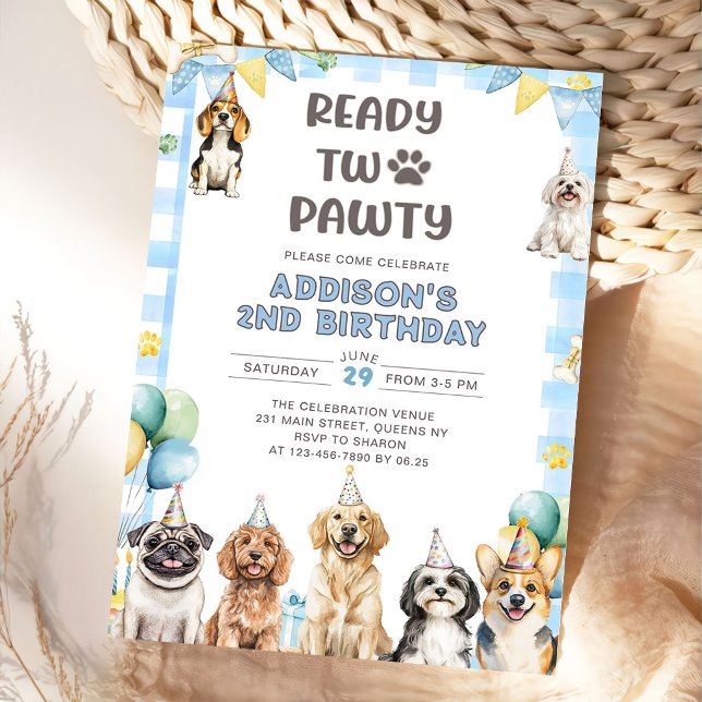 Puppy Calling All Pawty Animals 2nd Birthday Invitation (Creator Uploaded)