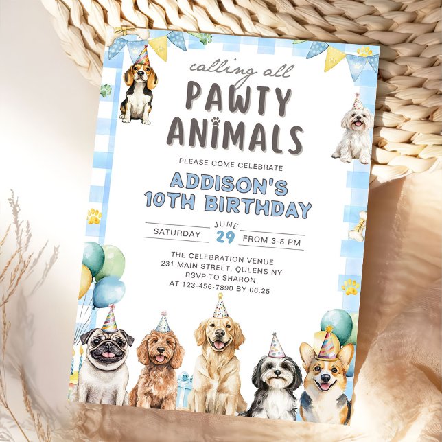 Puppy Calling All Pawty Animals Birthday Invitation (Creator Uploaded)