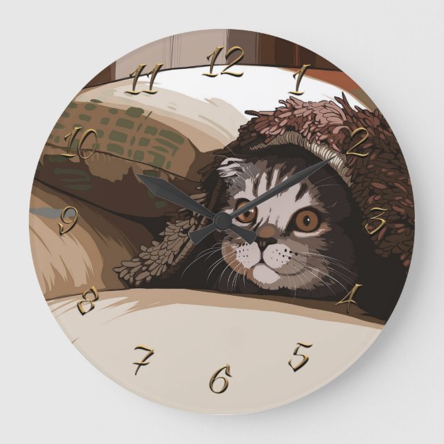 Puppy cat large clock (Front)