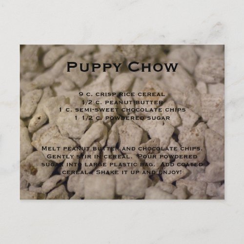 Puppy Chow Recipe Postcard