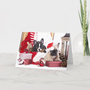 Puppy Christmas French Bulldog Holiday Card