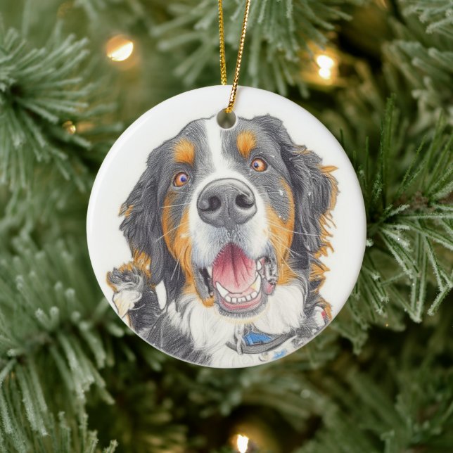 Puppy Christmas Gift  Ceramic Ornament (Tree)