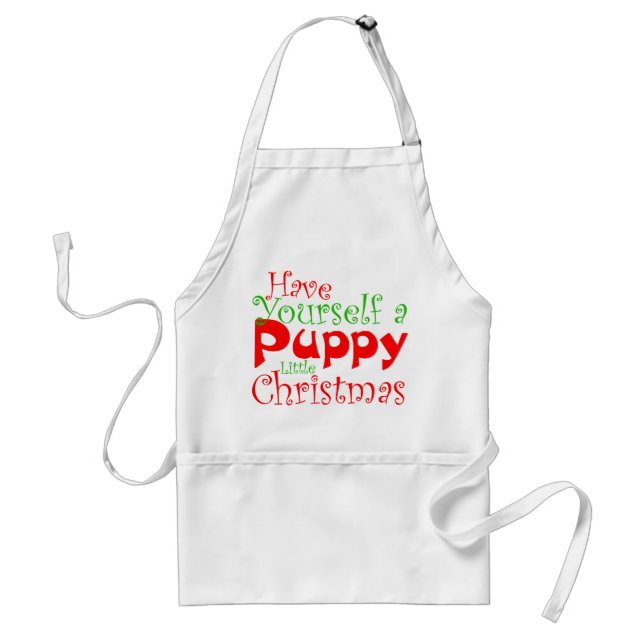Puppy Christmas Holiday Apron (Front)