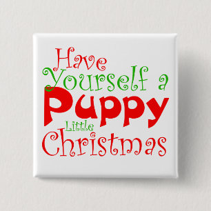 Puppy Christmas Holiday Button