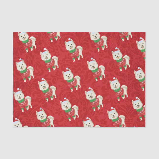 Puppy Christmas Husky Pomeranian Shiba Santa Dog  Tissue Paper (Front)
