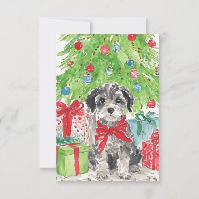 Puppy Christmas Watercolor Note Cards (Front)