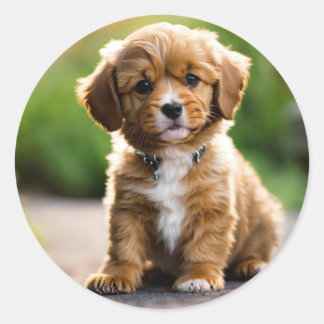 Puppy Classic Round Sticker