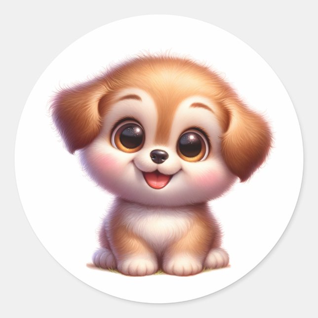 Puppy Classic Round Sticker (Front)