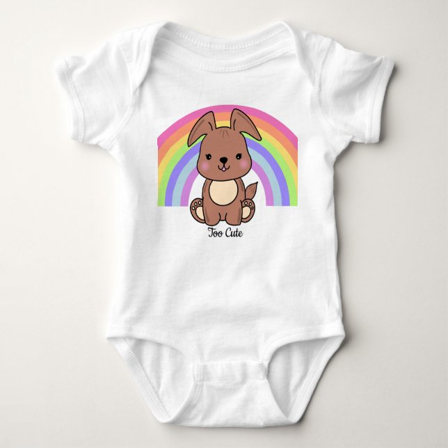 Puppy Custom Text or Name Rainbow Baby Bodysuit (Front)