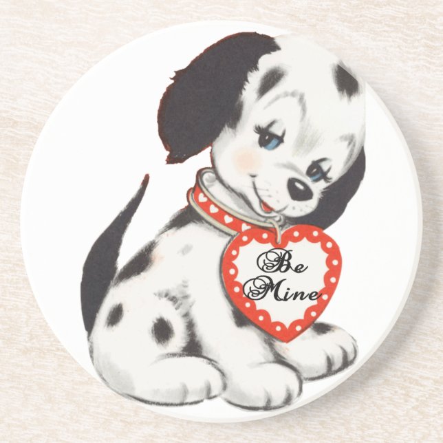 puppy dalmation sandstone coaster (Front)
