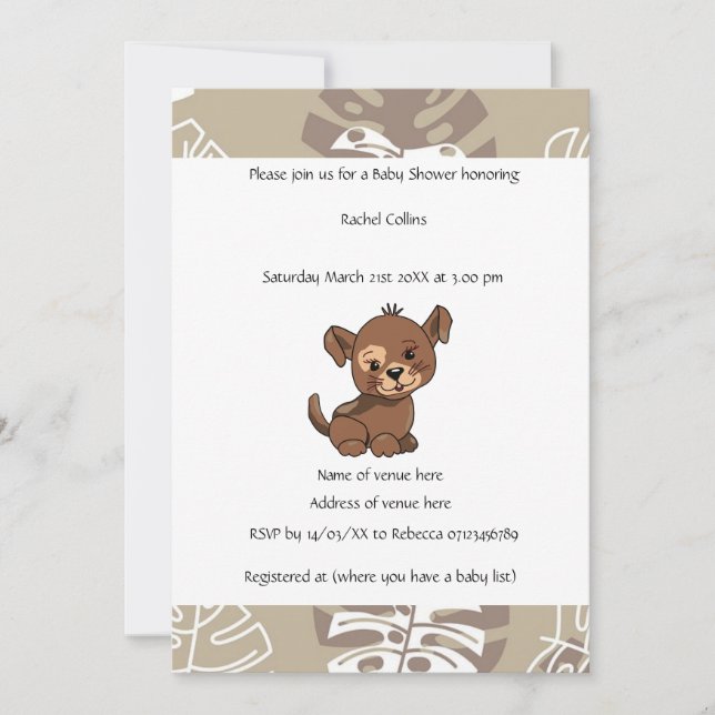 Puppy Design Baby Shower Invitation (Front)