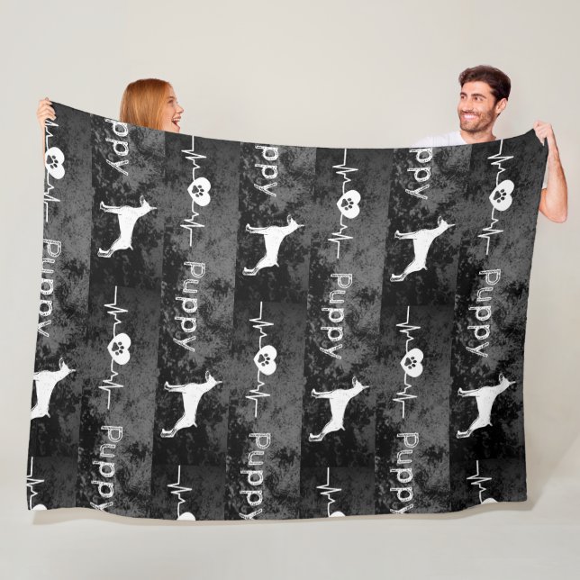 puppy Dobbie Dog Heart Beat  Fleece Blanket (In Situ)