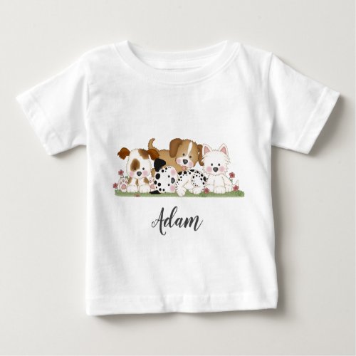 Puppy Dog Animals Kids Name Birthday Baby T_Shirt