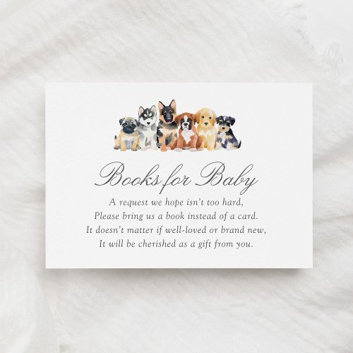 Puppy Dog Baby Shower Books for Baby Enclosure Card