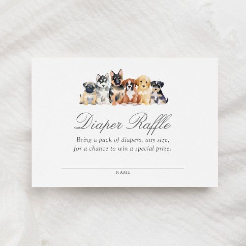 Puppy Dog Baby Shower Diaper Raffle Ticket Enclosure Card