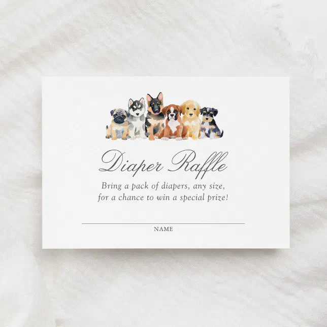 Pet Raffle Template Puppy Dog Baby Shower Diaper Raffle Ticket Enclosure Card | Zazzle